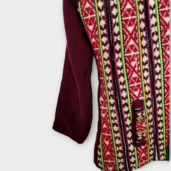 Womens Wool Jacket Sz Medium Hoodie Zip Front Vtg Cabincore Hippie Bohemian Boho - Picture 3 of 11